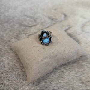 Sterling Silver Ring with Golden Hills Turquoise Stone/ Krush Kandy